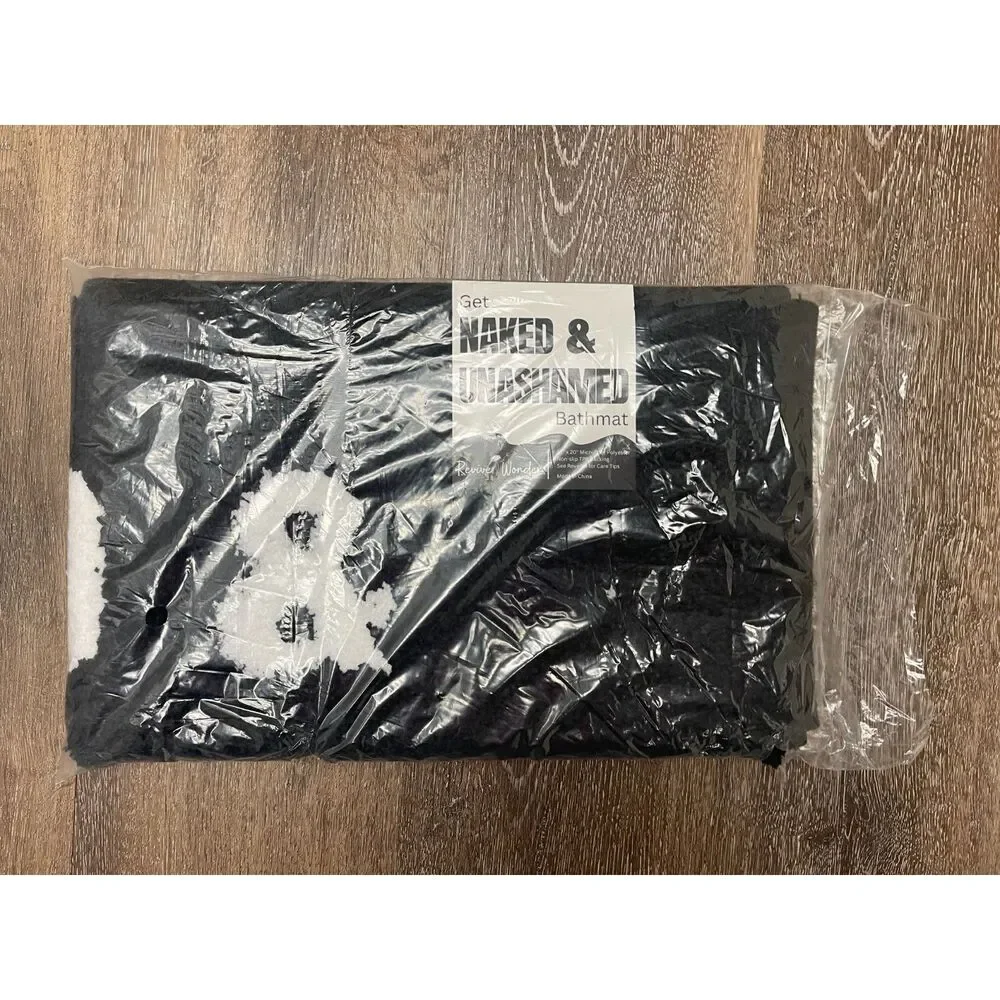LOT 2 New Black & White Bath Mat Rugs Naked & Unashamed Bathmat Plush 31